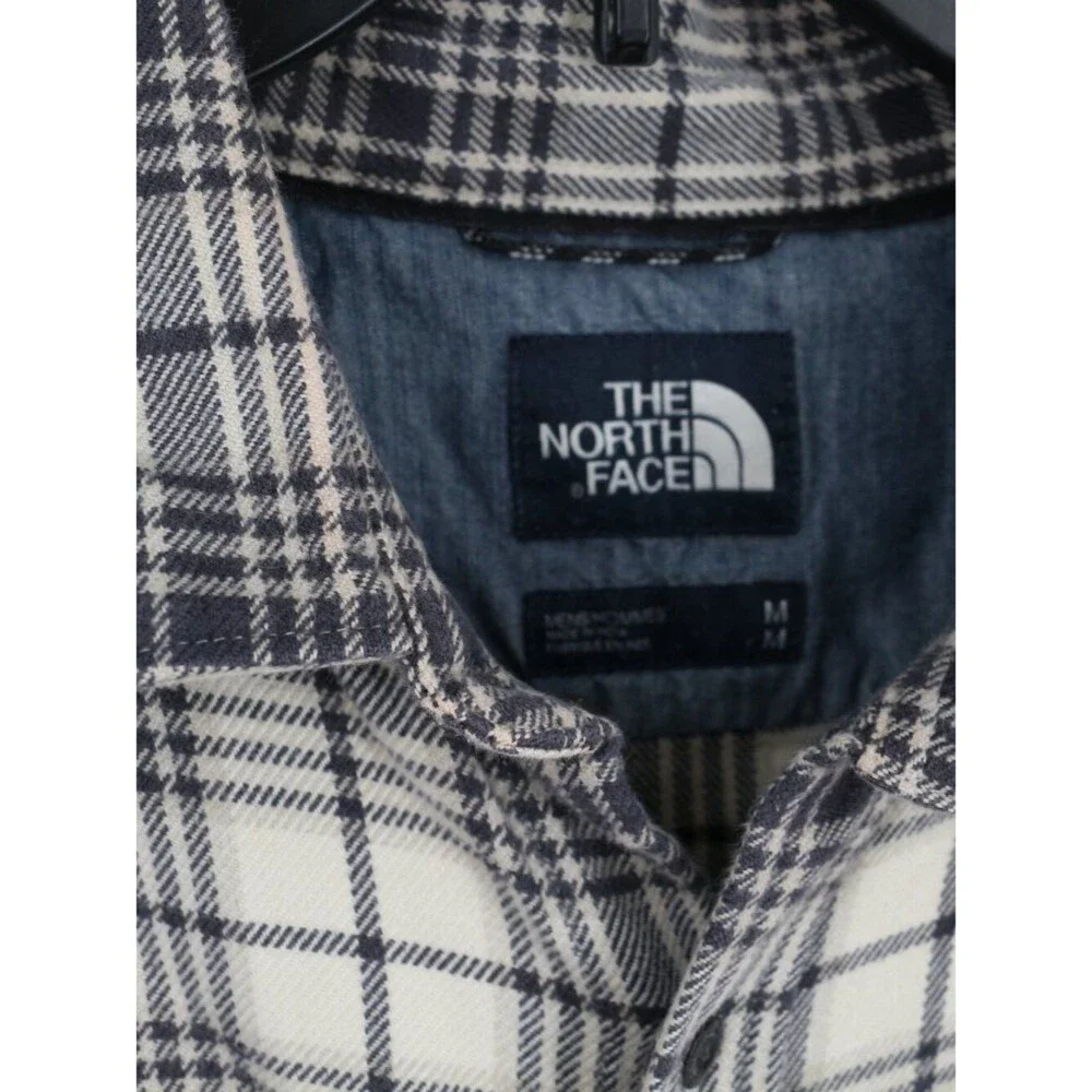 The North Face Arroyo Flannel Mens Utility Blue Plaid Size Medium Organic Cotton